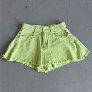 SHEIN Neon Green Frayed Jean Shorts
